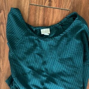 A New Day Green Boxy Peplum Blouse 3/4 Sleeve